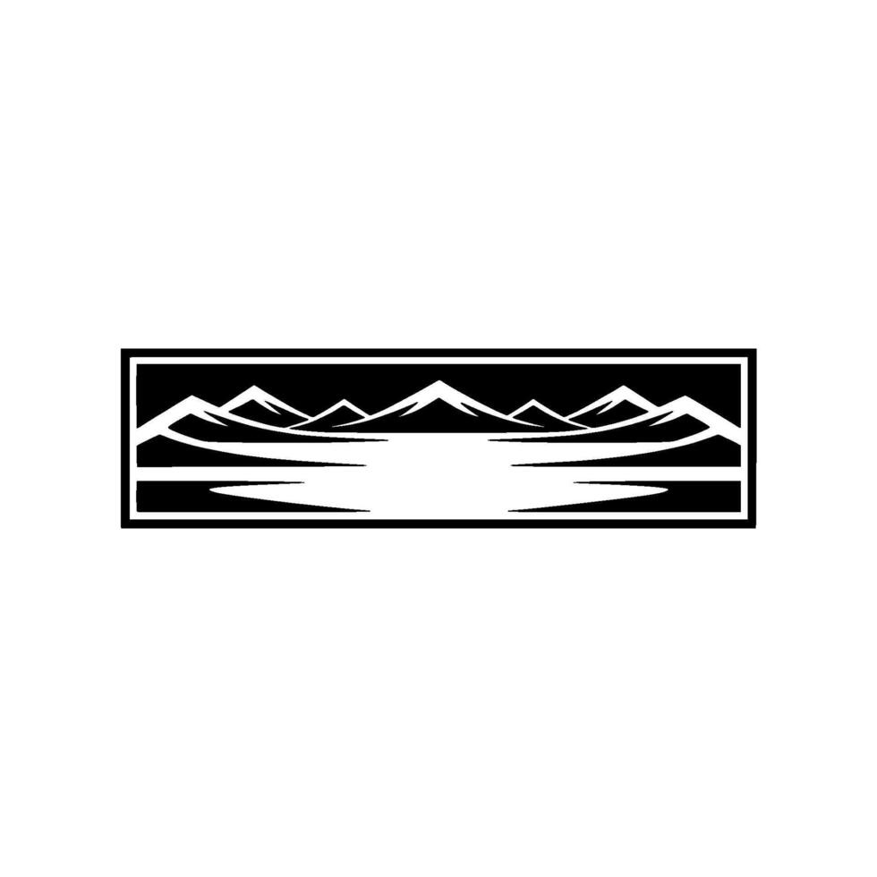 Serene Mountainscape Emblem, Minimalist Illustration vector