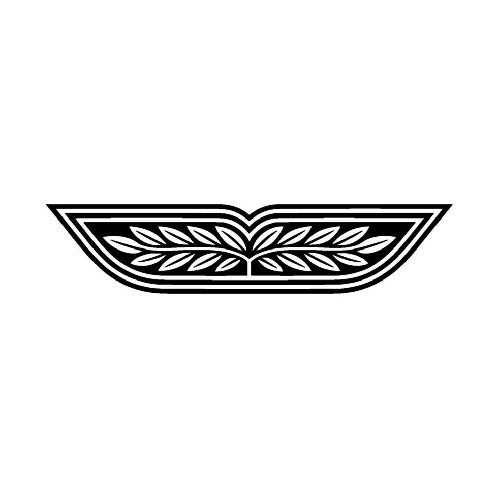 Geometric Laurel Emblem, Minimalist, Branch vector