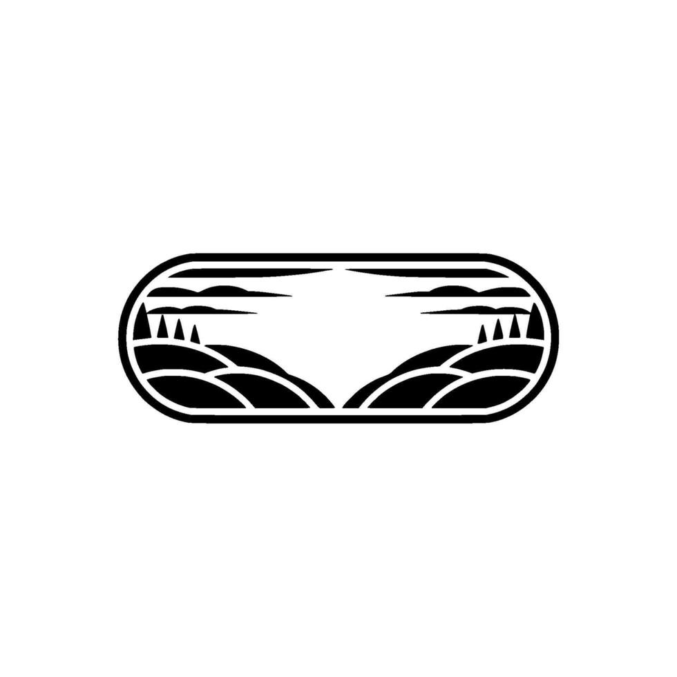 Panoramic Silhouette Mountain Vista Emblem vector