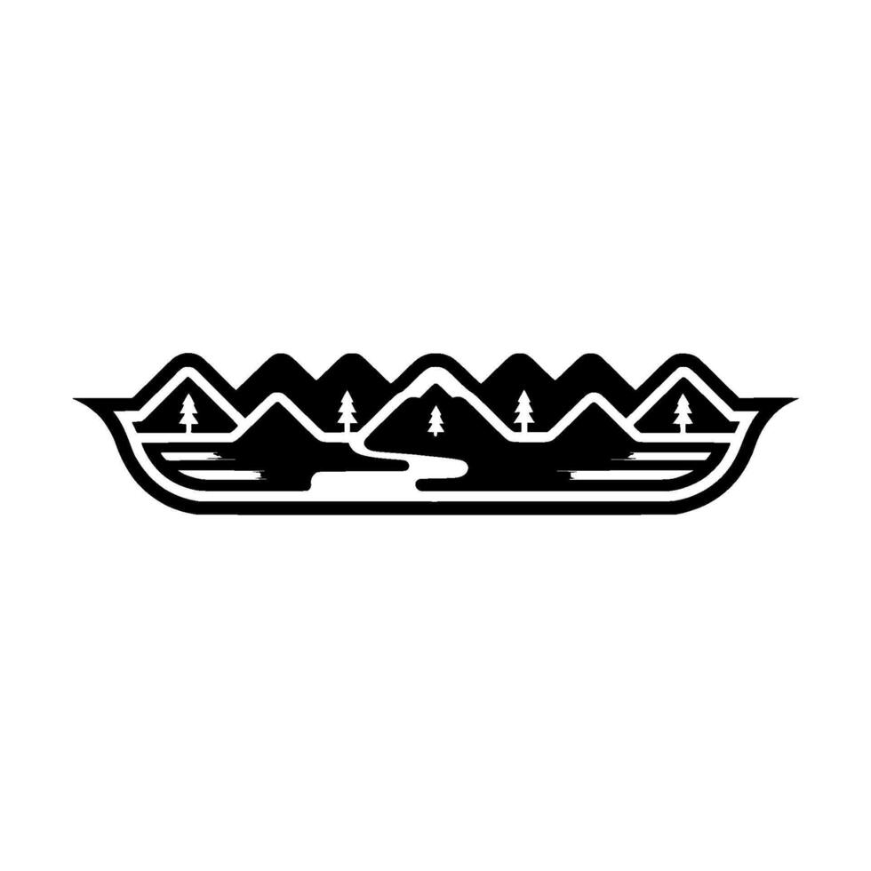 Minimalist Mountain River Landscape Emblem vector