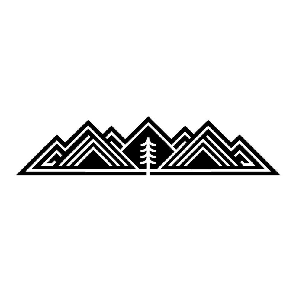 Geometric Mountainscape with Pine Silhouette vector