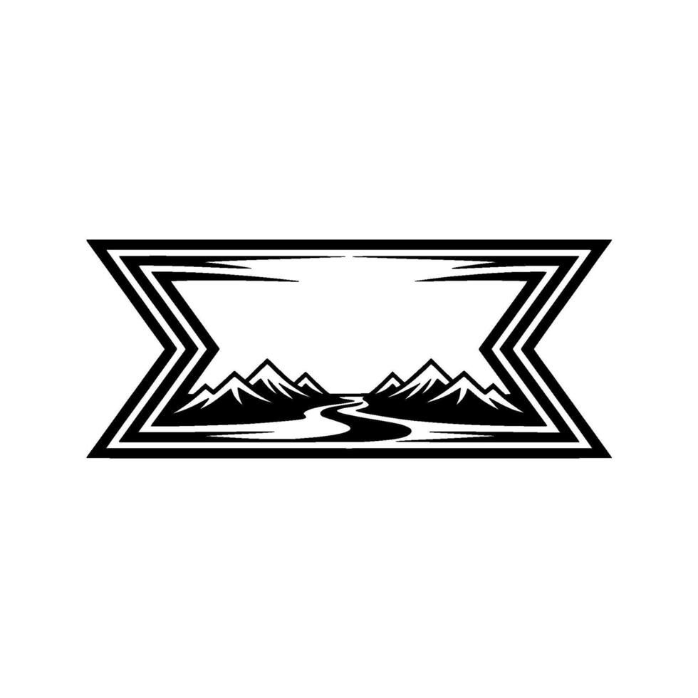 Mountain River Emblem - Minimalist Wilderness, Mountains vector