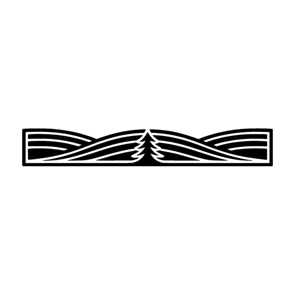 Stylized Mountain Crest Ornament, Geometric vector