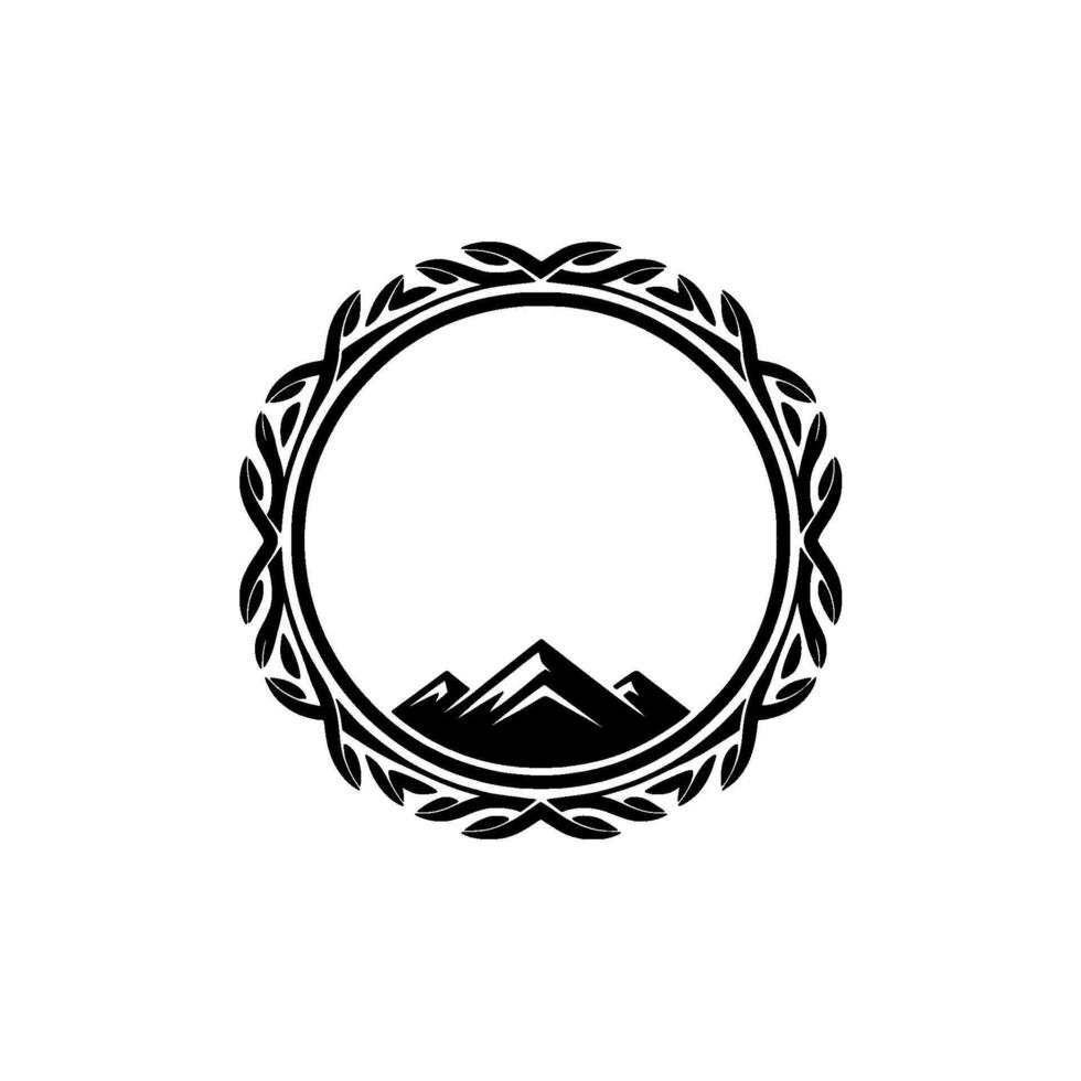 Mountain Crest Emblem Tribal Circle, Serene Landscape vector