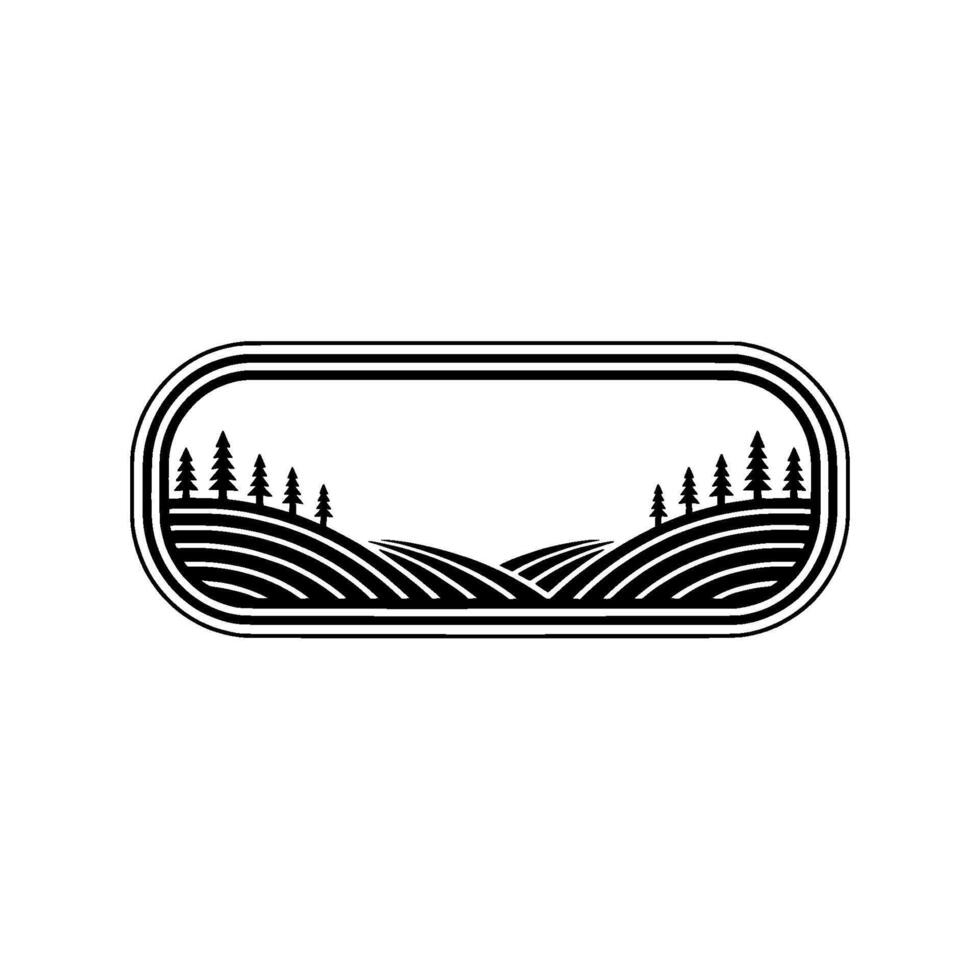 Serene Landscape Emblem Mountain Vista Silhouette vector