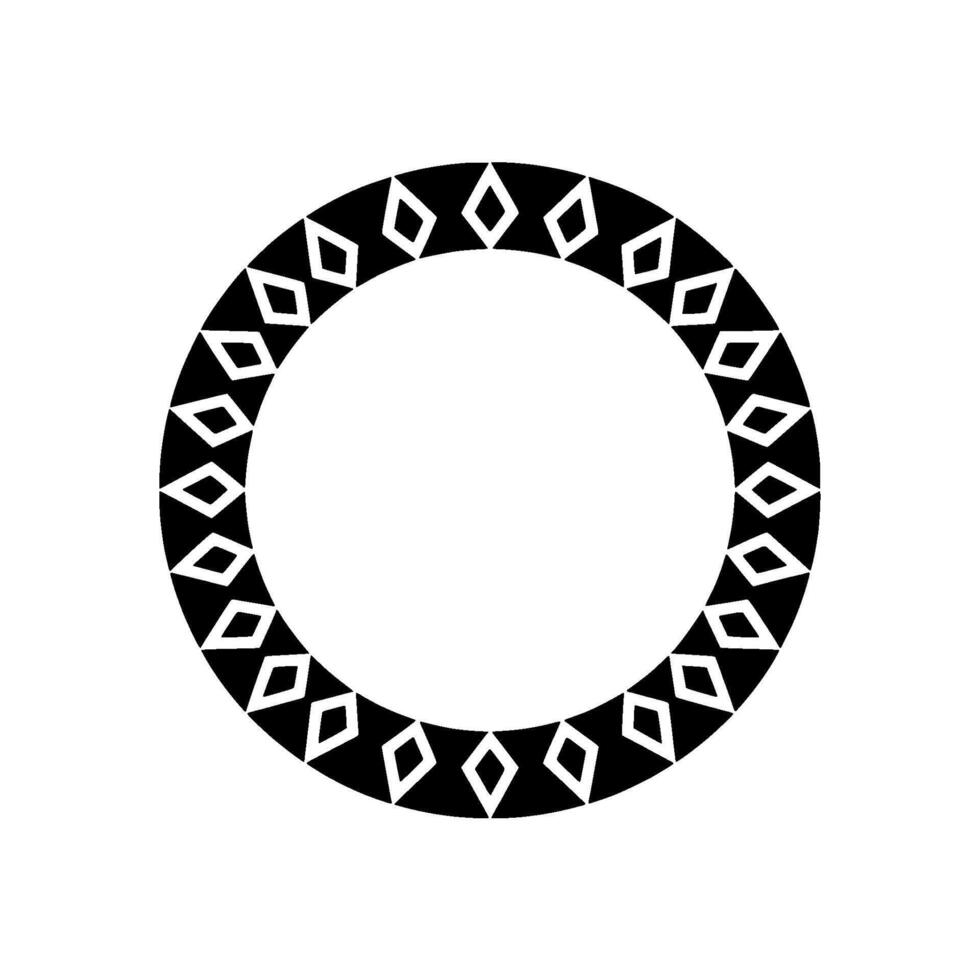 Geometric Circle Frame, Minimalist , Black White, Border vector