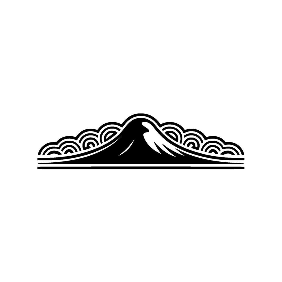 Minimalist Mountain Wave Emblem, Serene Landscape vector