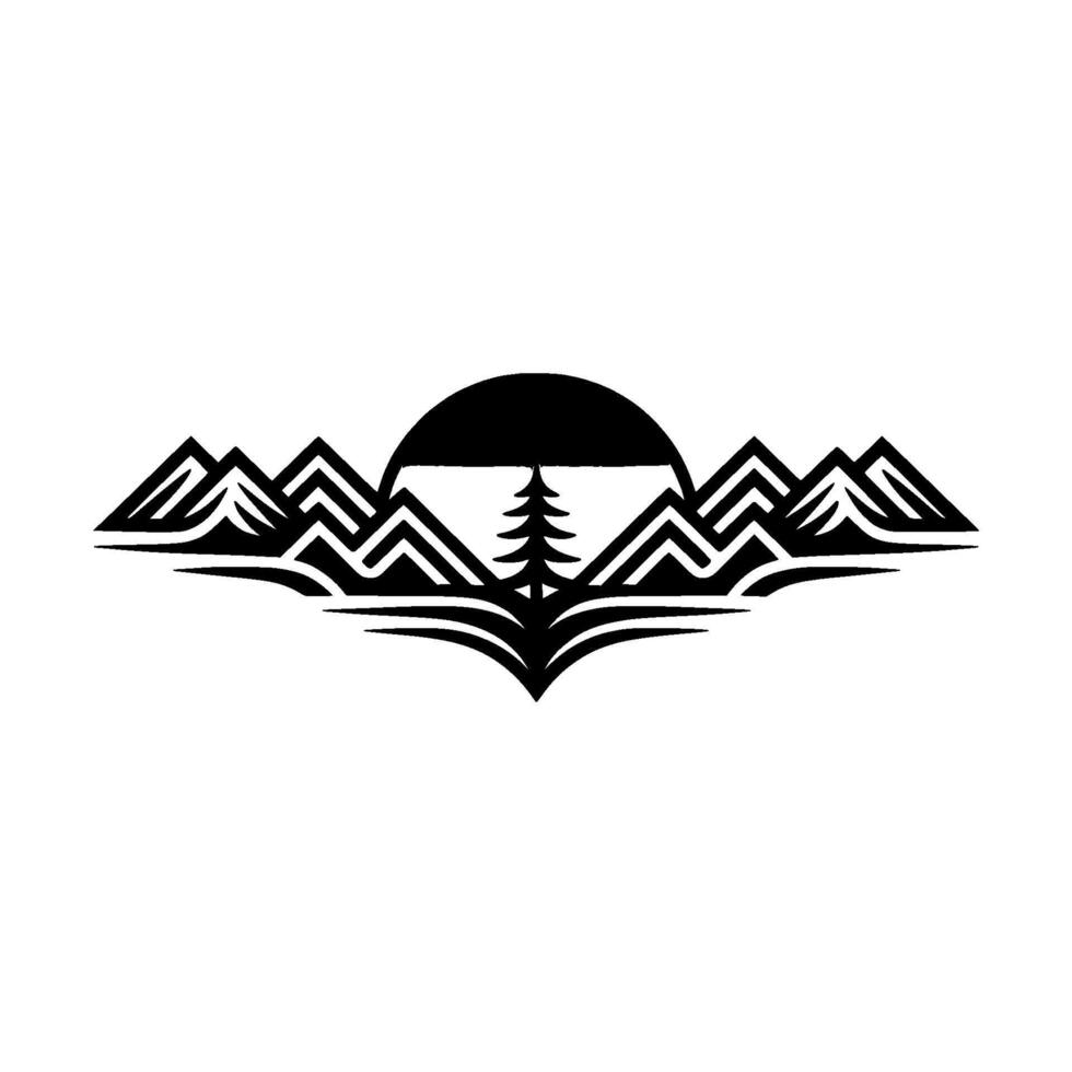 Mountain Silhouette, Twilight Peak, Emblem vector