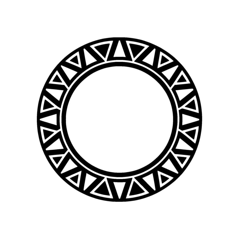 Geometric Tribal Circle, Black and White Emblem vector