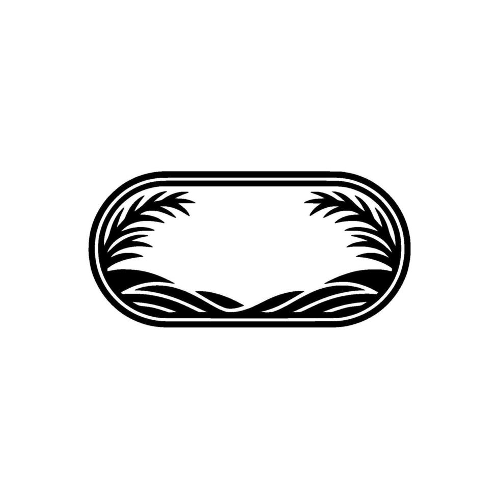 Tropical Emblem, Vintage Landscape Border vector