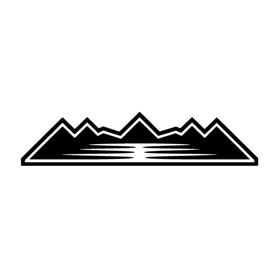 Minimalist Mountain Range Silhouette, Tranquil Landscape Emblem vector