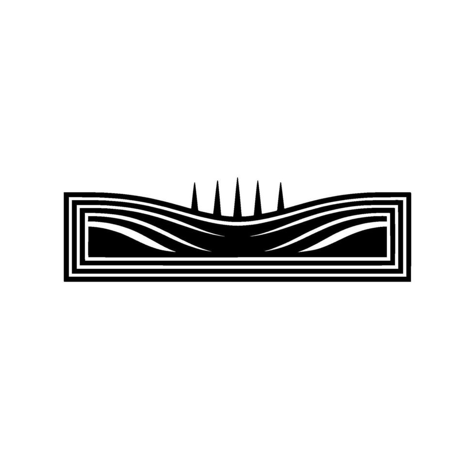 Abstract Landscape Emblem, Minimalist Wave Peaks vector