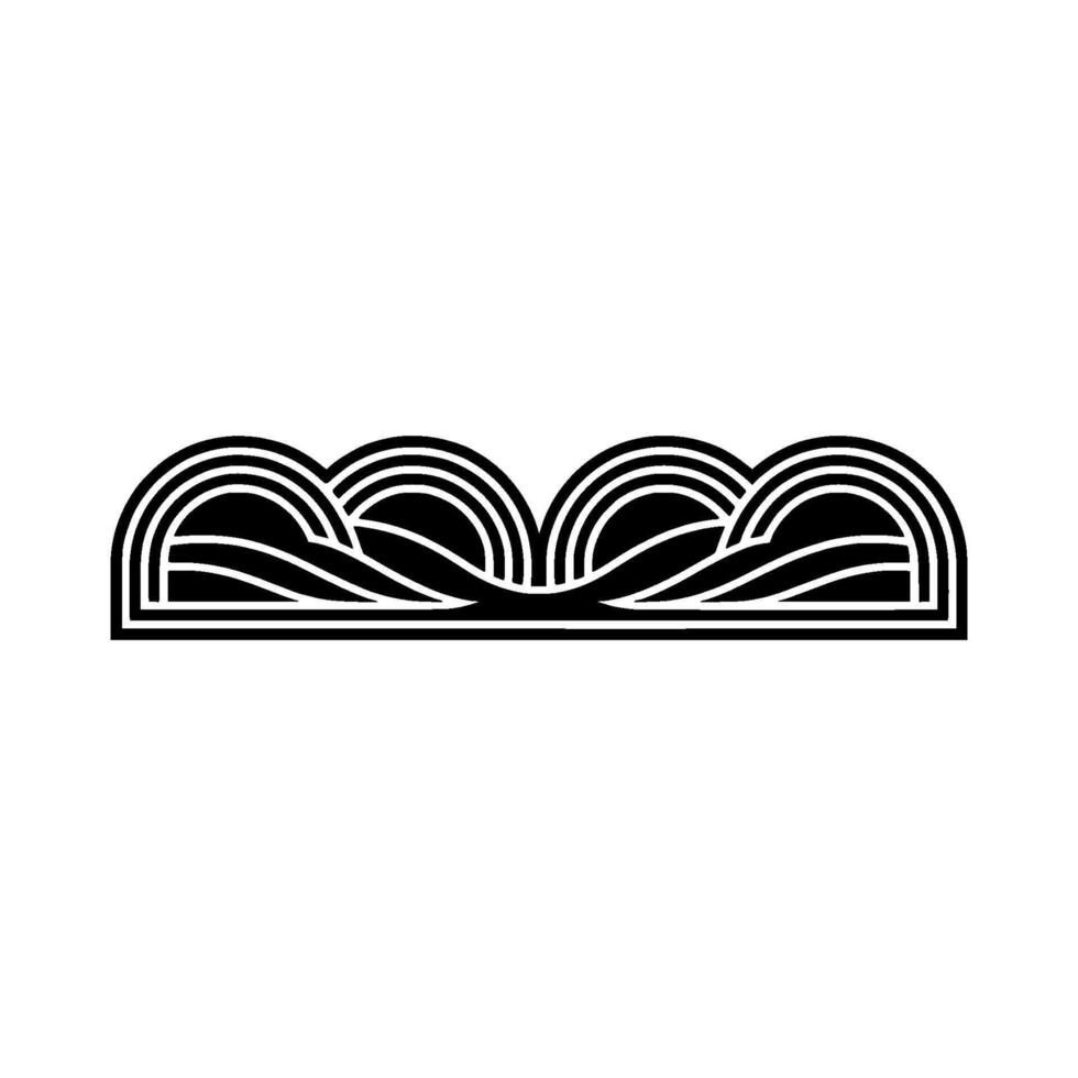 Minimalist Wave Crest Emblem, Modern, Line art vector
