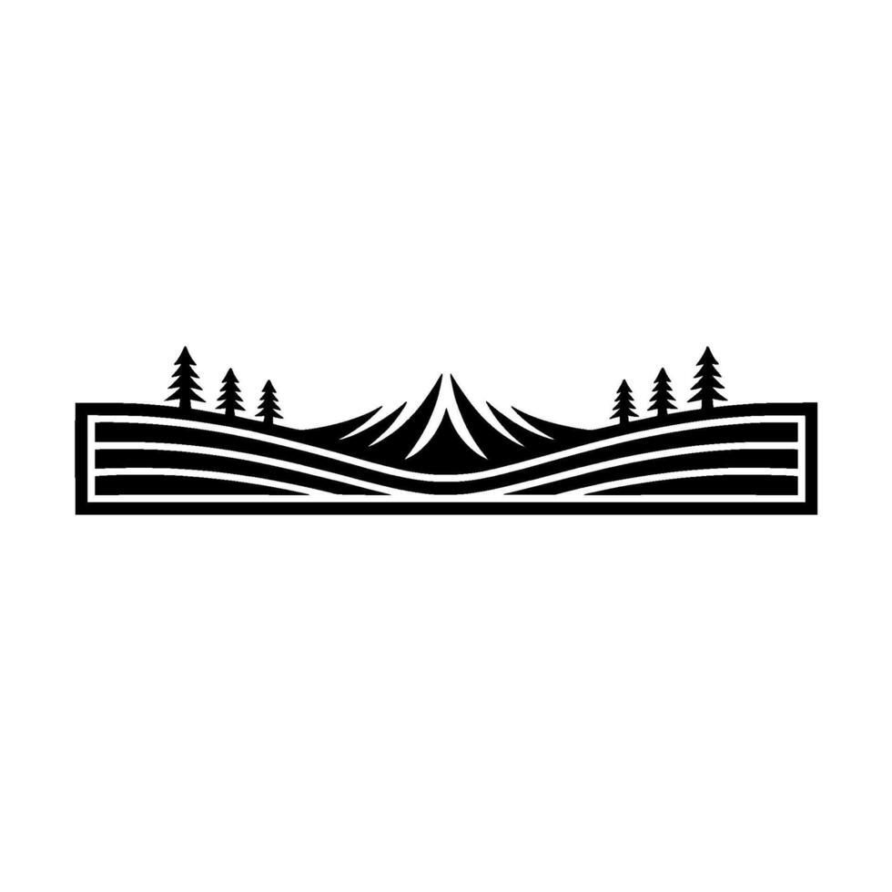 Minimalist Mountainscape Emblem, Adventure Illustration, Landscape vector