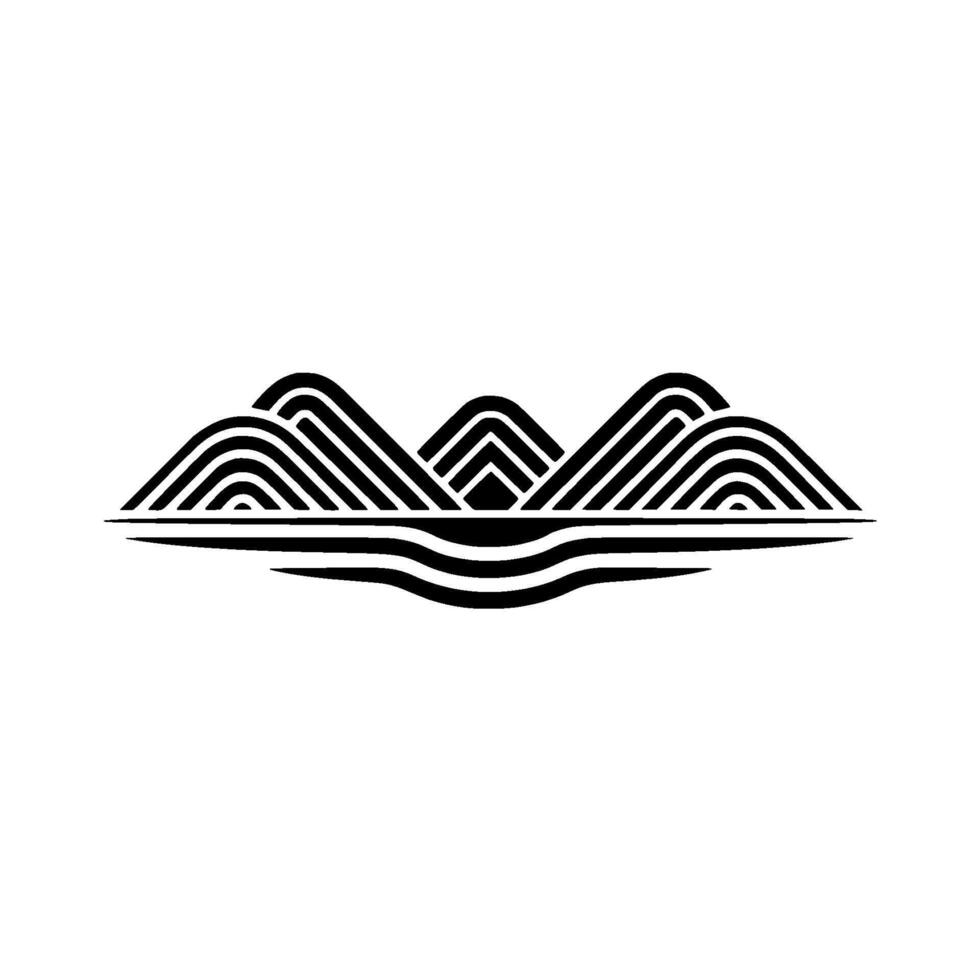 Minimalist Mountain Wave Emblem, Tranquil Horizon vector
