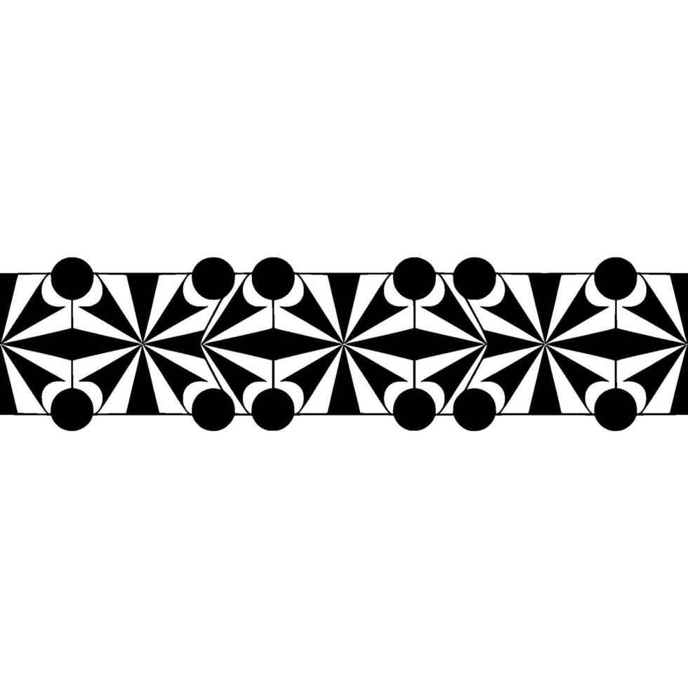 Geometric Black White Pattern Border, Mid-Century Modern vector