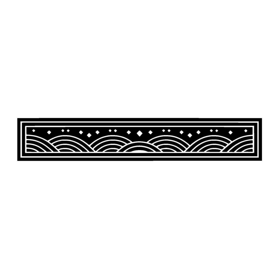 Geometric Wave Border, Art Deco Style - Blackandwhite vector