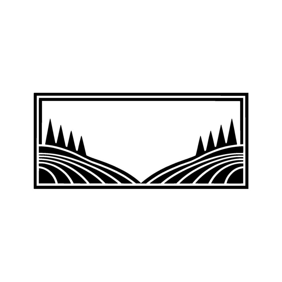 Geometric Landscape Silhouette, Serene Horizon vector
