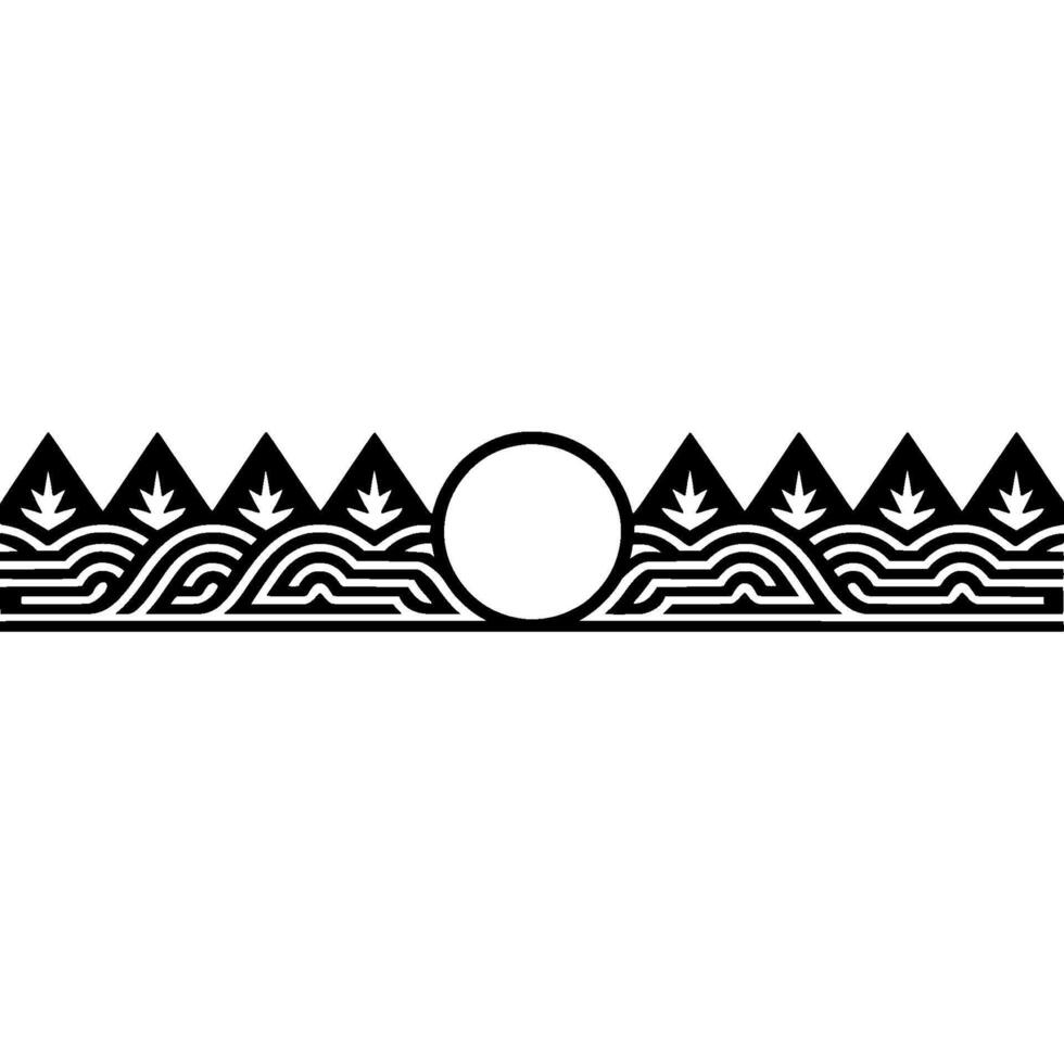 Minimalist Horizon Mountain, Wave, and Lunar Silhouette vector