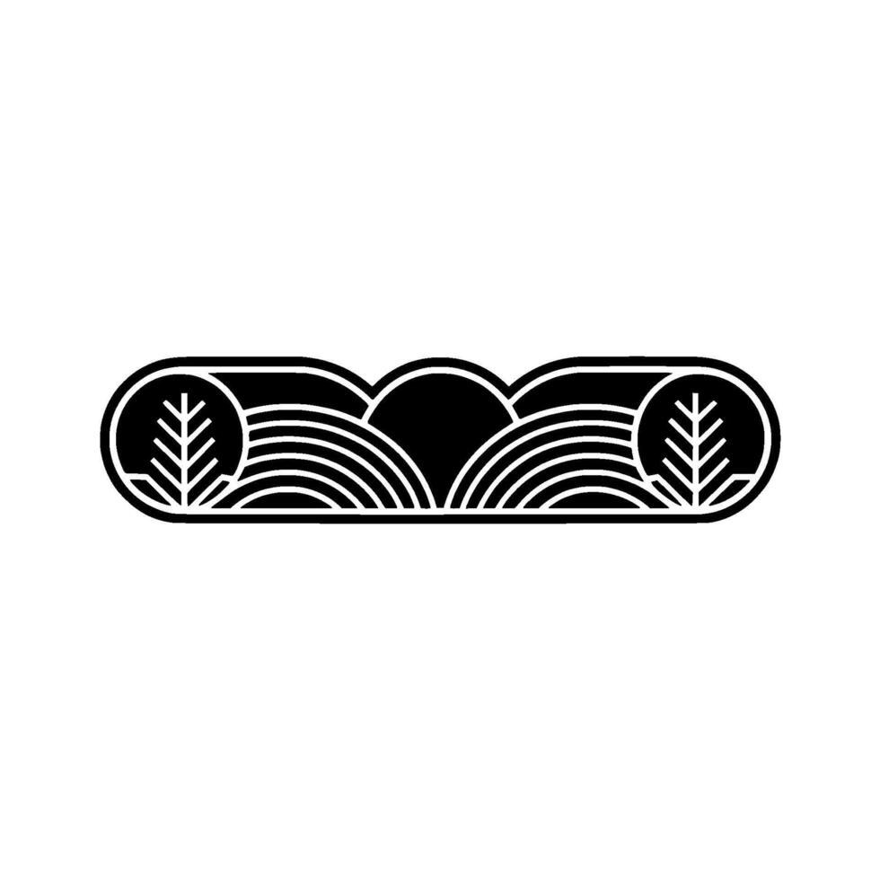 Minimalist Wave Landscape Emblem, Tranquil Silhouette vector
