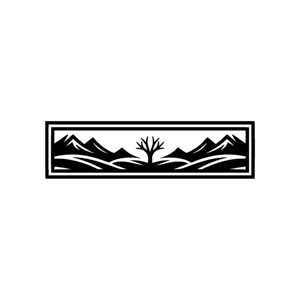 Minimalist Mountain Silhouette, Stark Landscape Emblem vector