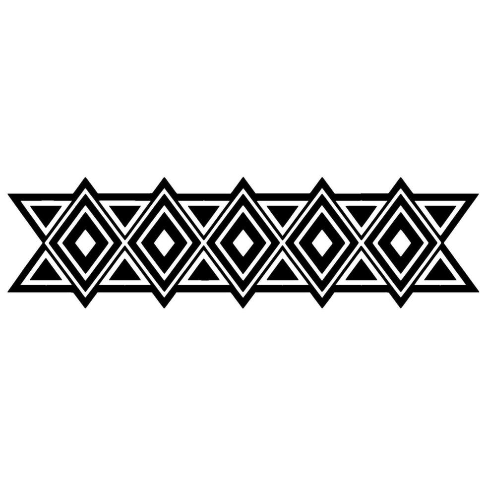 Geometric Tribal Border, Black White, Stylized Pattern - Decorative vector