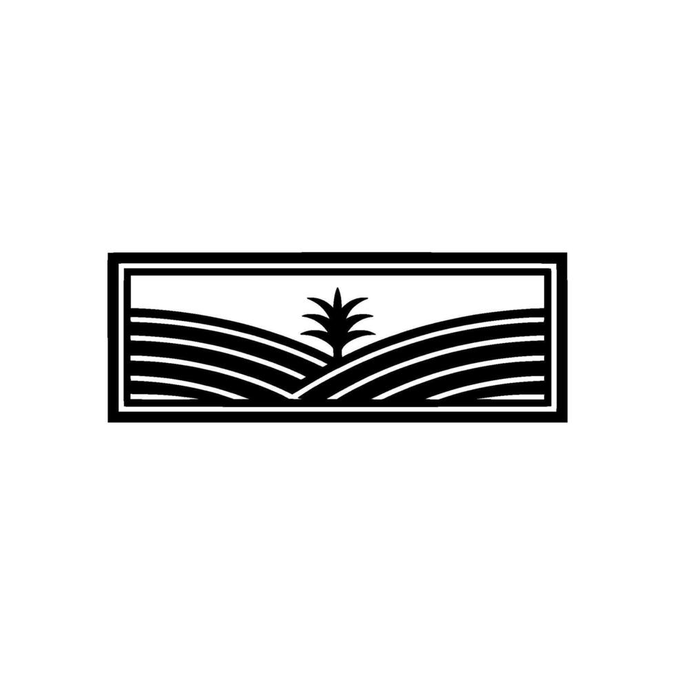 Minimalist Landscape Emblem, Rural Serenity, Modern vector