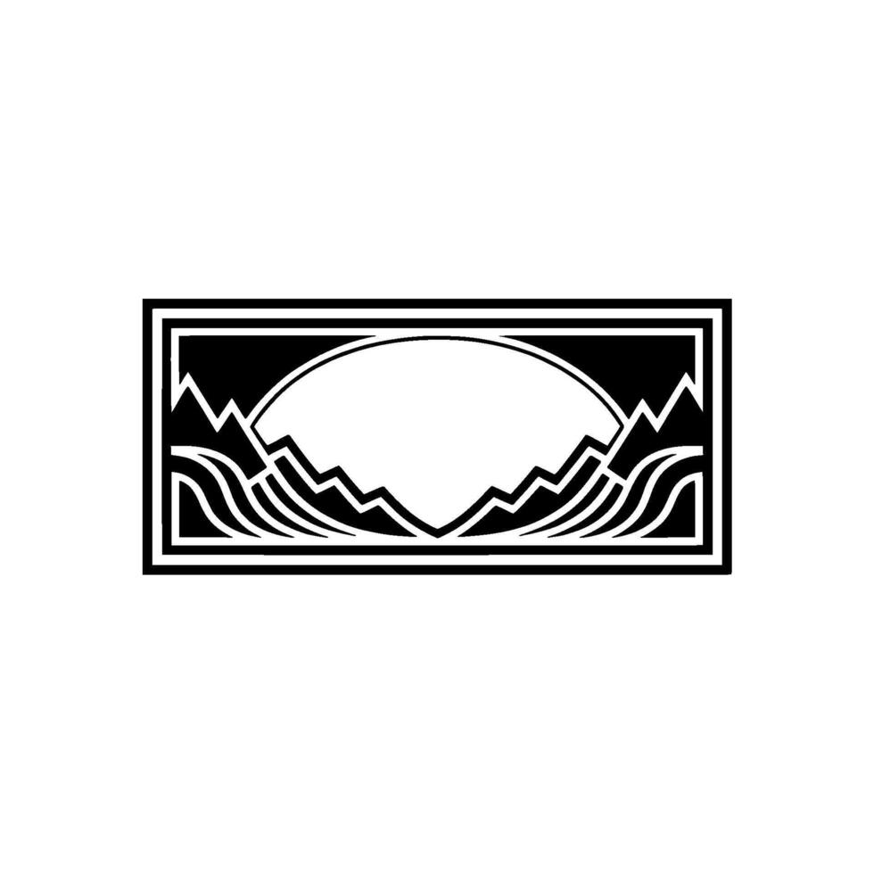 Geometric Mountain Sunset Emblem, Vintage Style vector