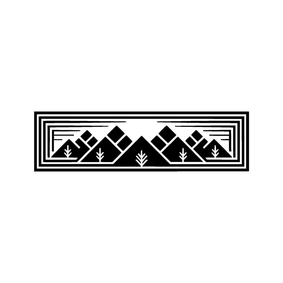 Geometric Mountainscape Emblem, Minimalist, Illustration vector