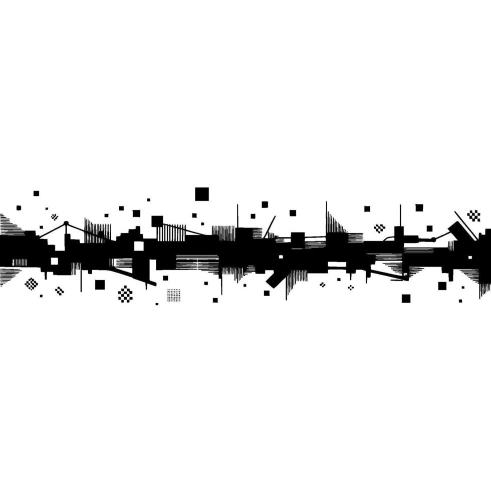 Geometric Cityscape, Minimalist Black White Abstract vector
