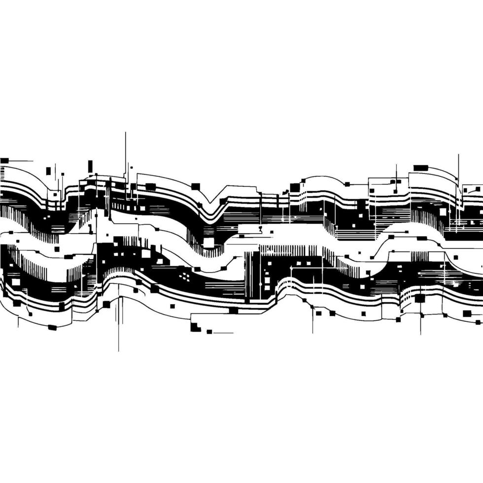 Abstract Circuit Wave, Digital Flow, Minimalist vector