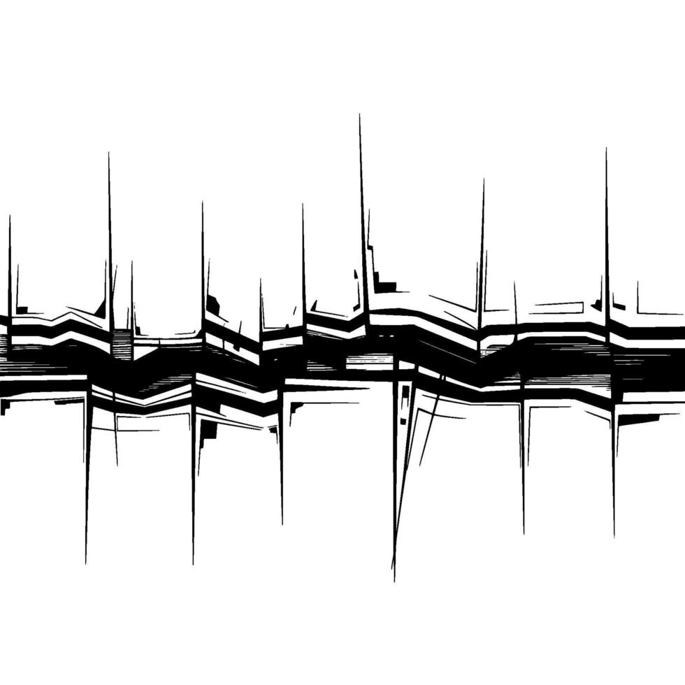 Abstract Geometric Wave, Minimalist Black White Composition vector