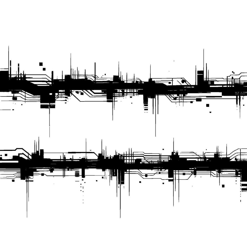 Abstract Circuitry, Digital Grid, Monochrome Texture vector
