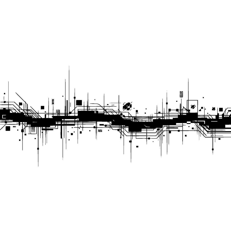 Abstract Circuitry Landscape, Minimalist Digital Composition vector