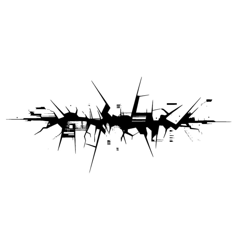 Fractured Cityscape Digital Ruin Urban Decay vector