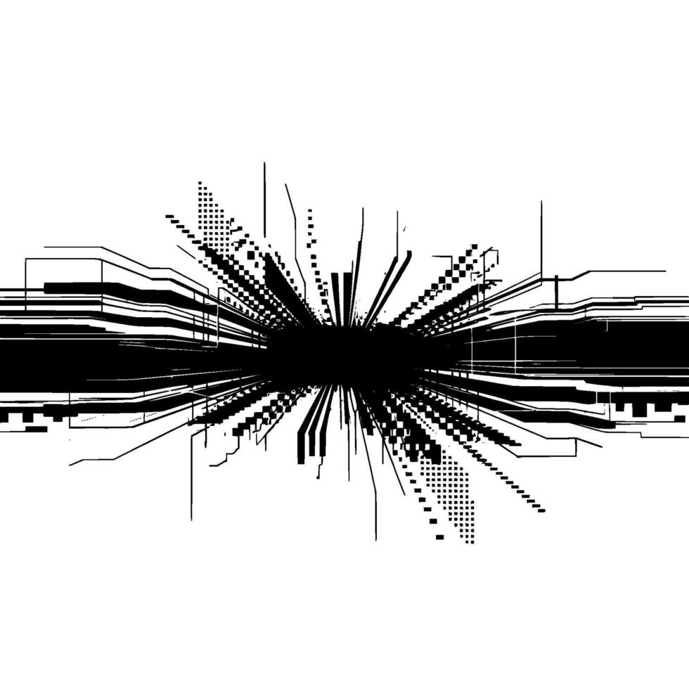 Geometric Vortex, Digital Distortion, Black White Abstraction vector