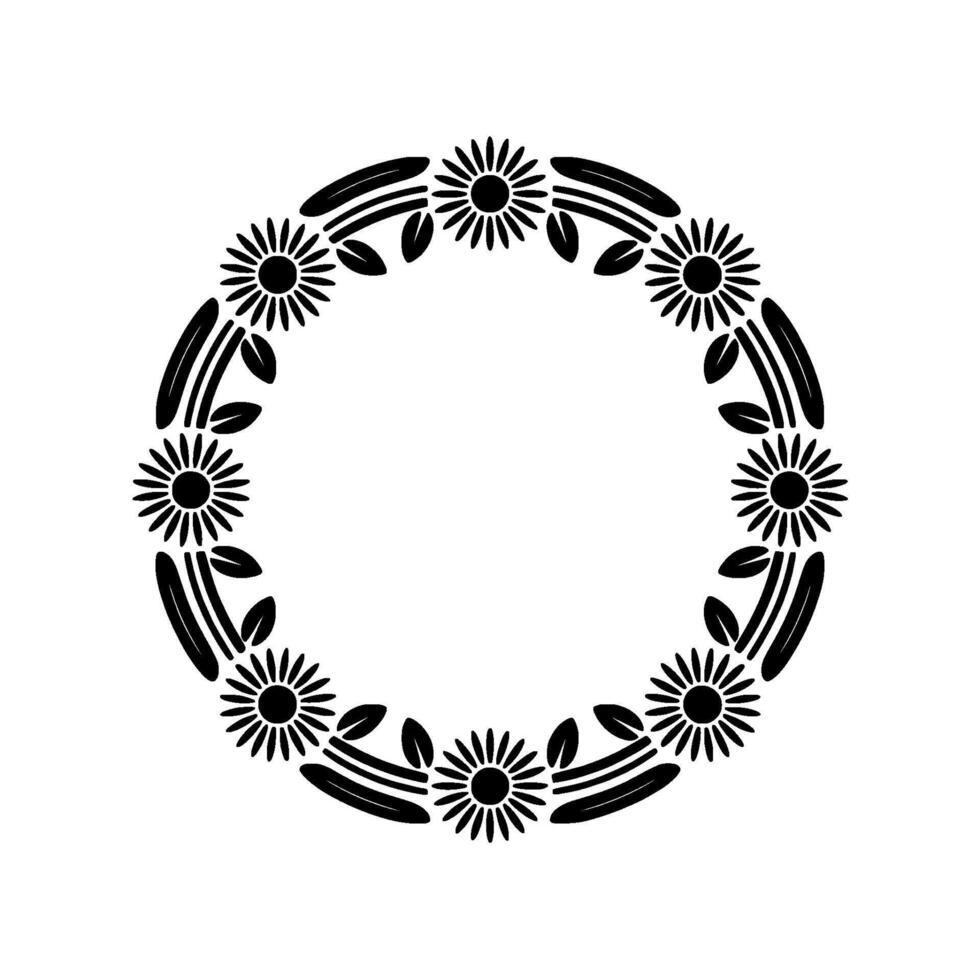 Minimalist Floral Wreath, Circular , Elegant Border vector