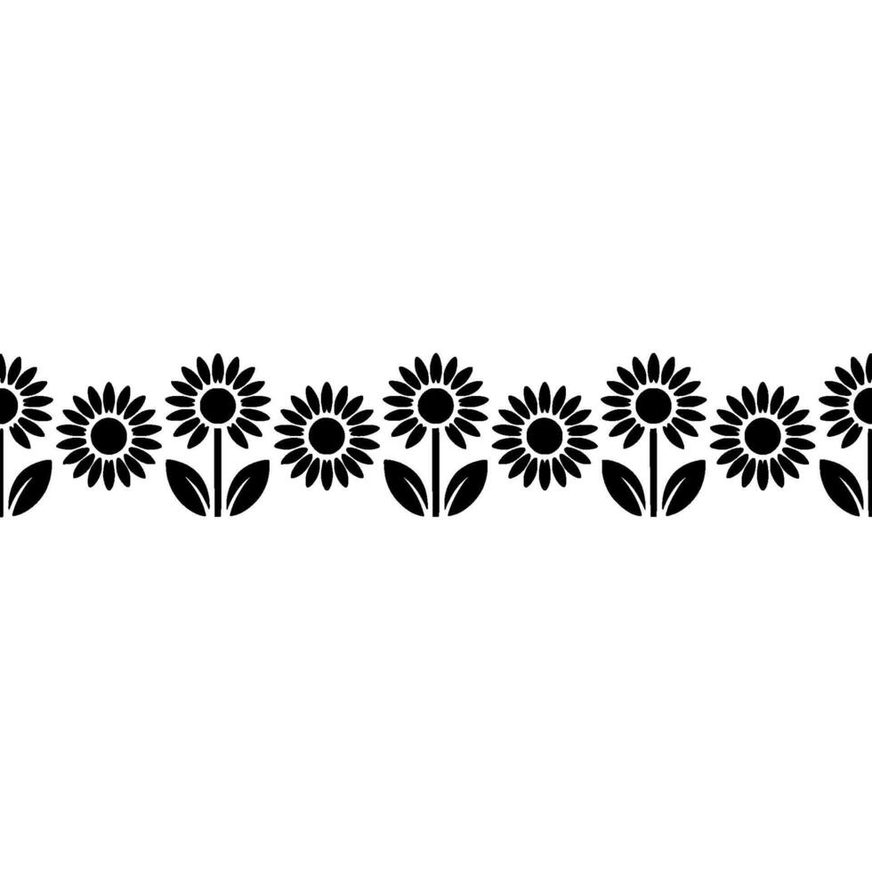 Simple Sunflower Border, Minimalist Floral vector