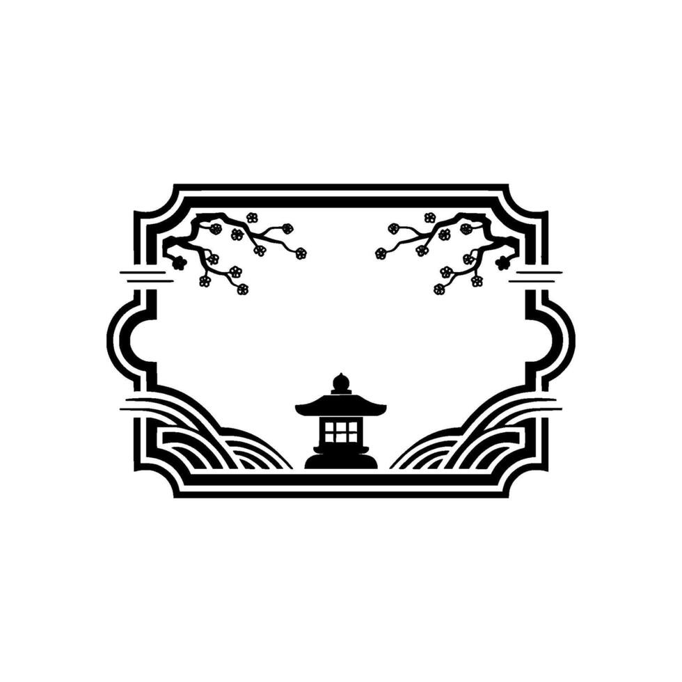 Elegant Japanese Garden Frame, Minimalist vector