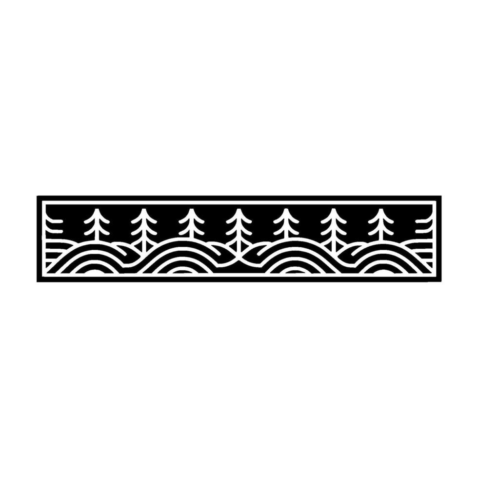 Minimalist Japanese Wave Border, Tranquil Landscape vector