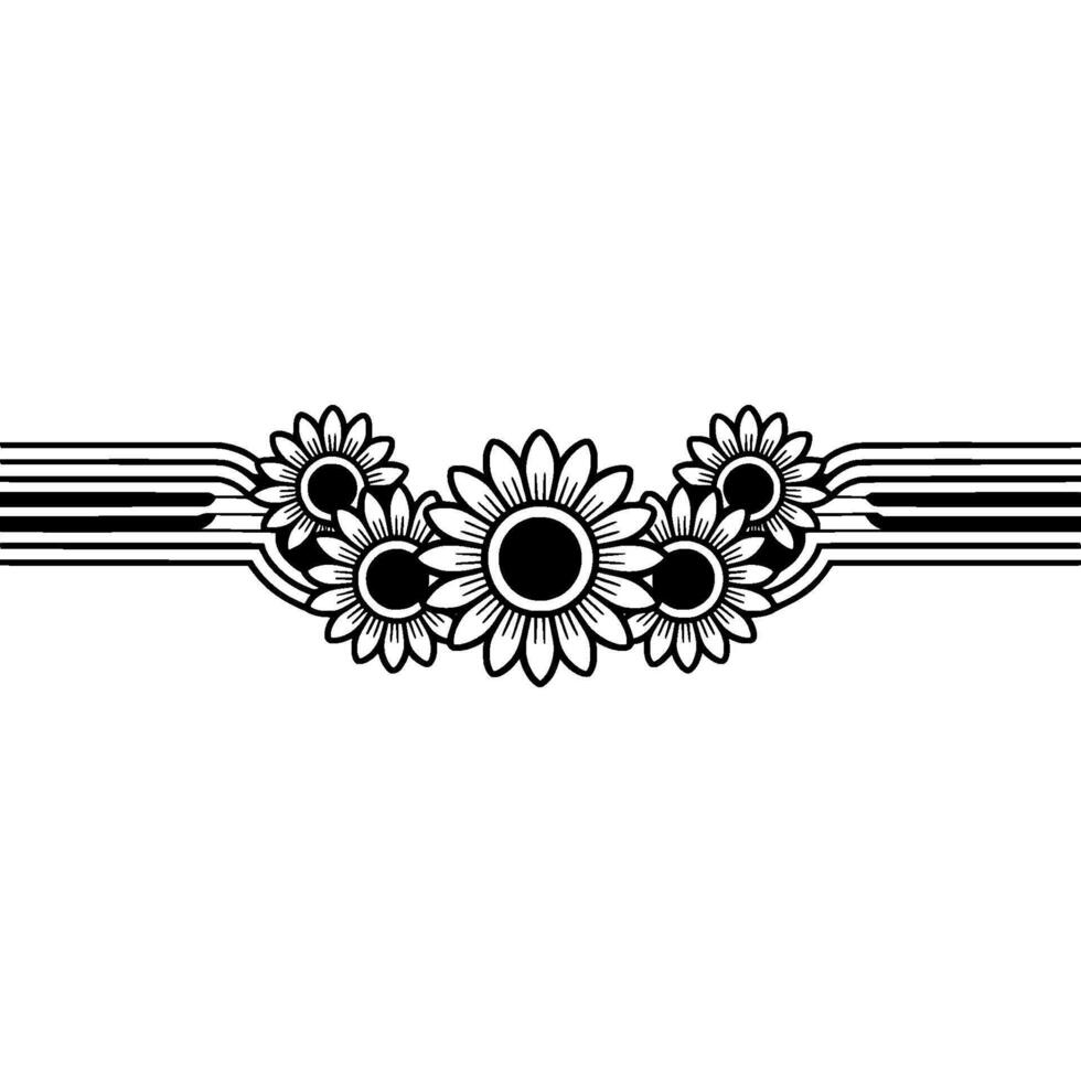 Stylized Sunflower Border, Retro Deco vector