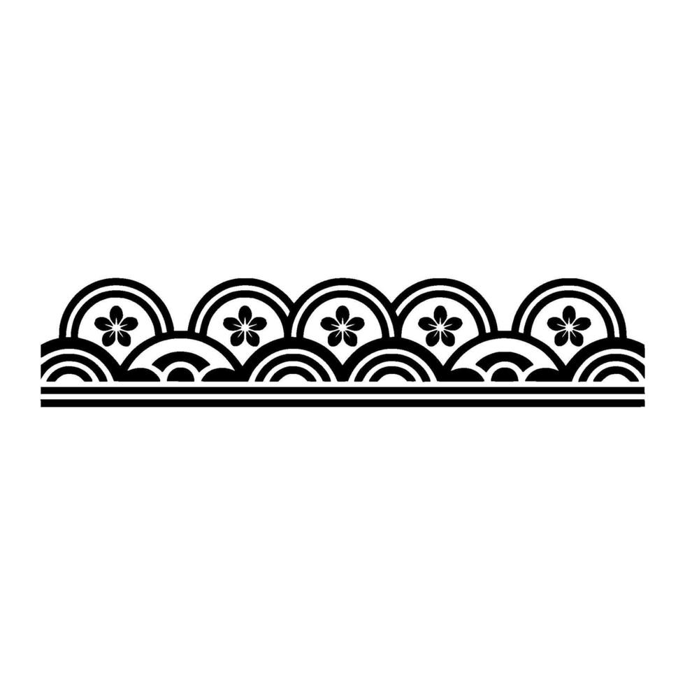 Elegant Japanese Wave Border, Minimalist vector