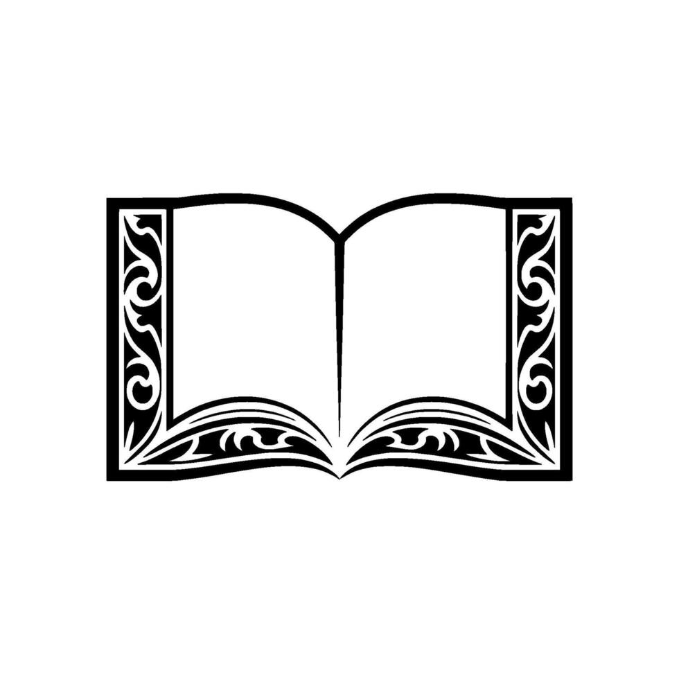 Ornate Open Book Emblem, Vintage Illustration vector