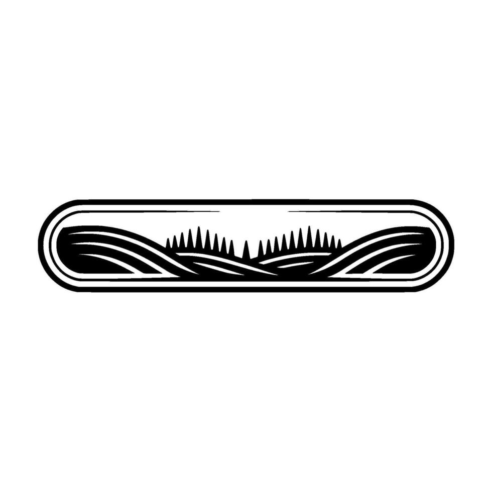 Minimalist Landscape Emblem, Rural Silhouette - Outline vector