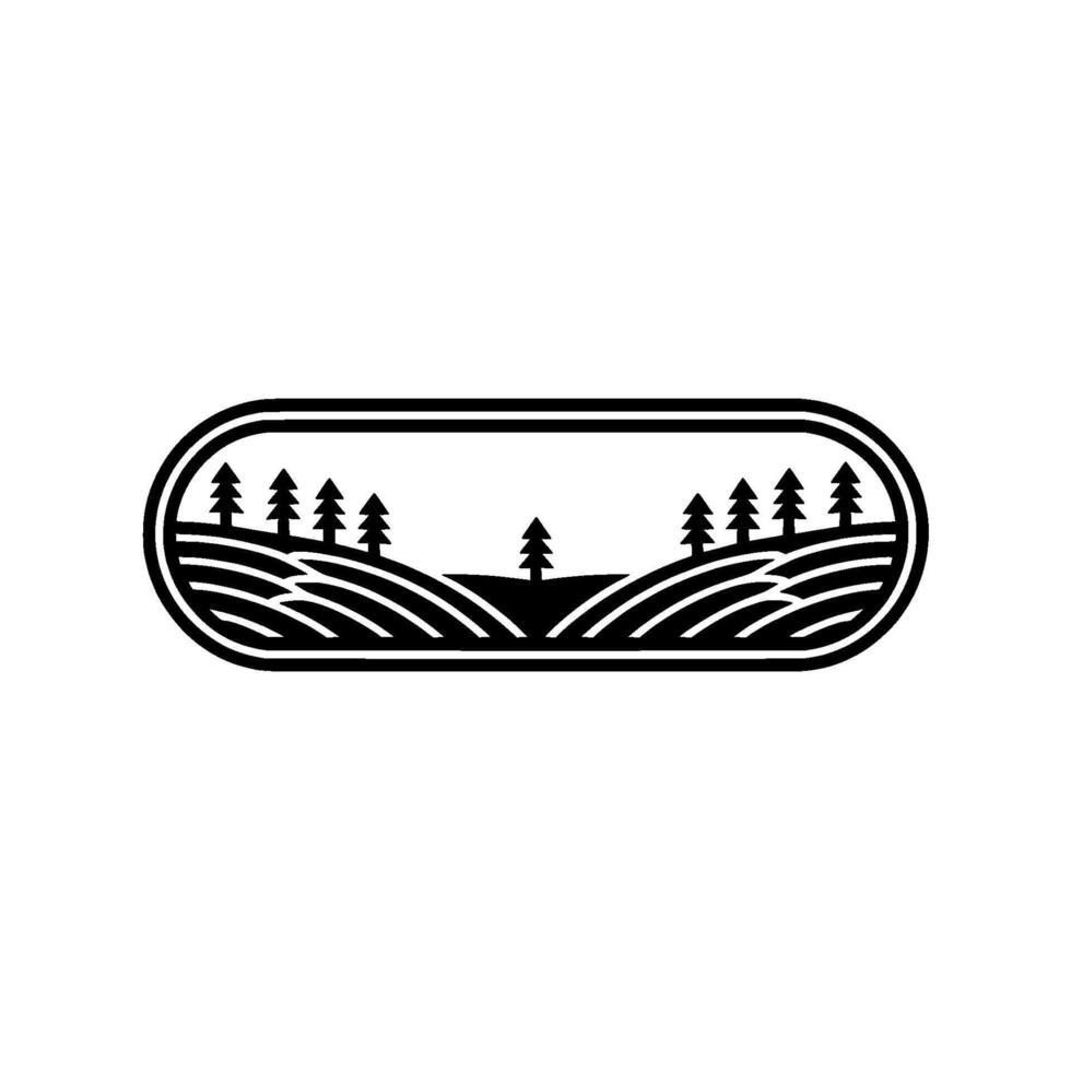 Minimalist Landscape Emblem, Scenic Silhouette, Forest vector