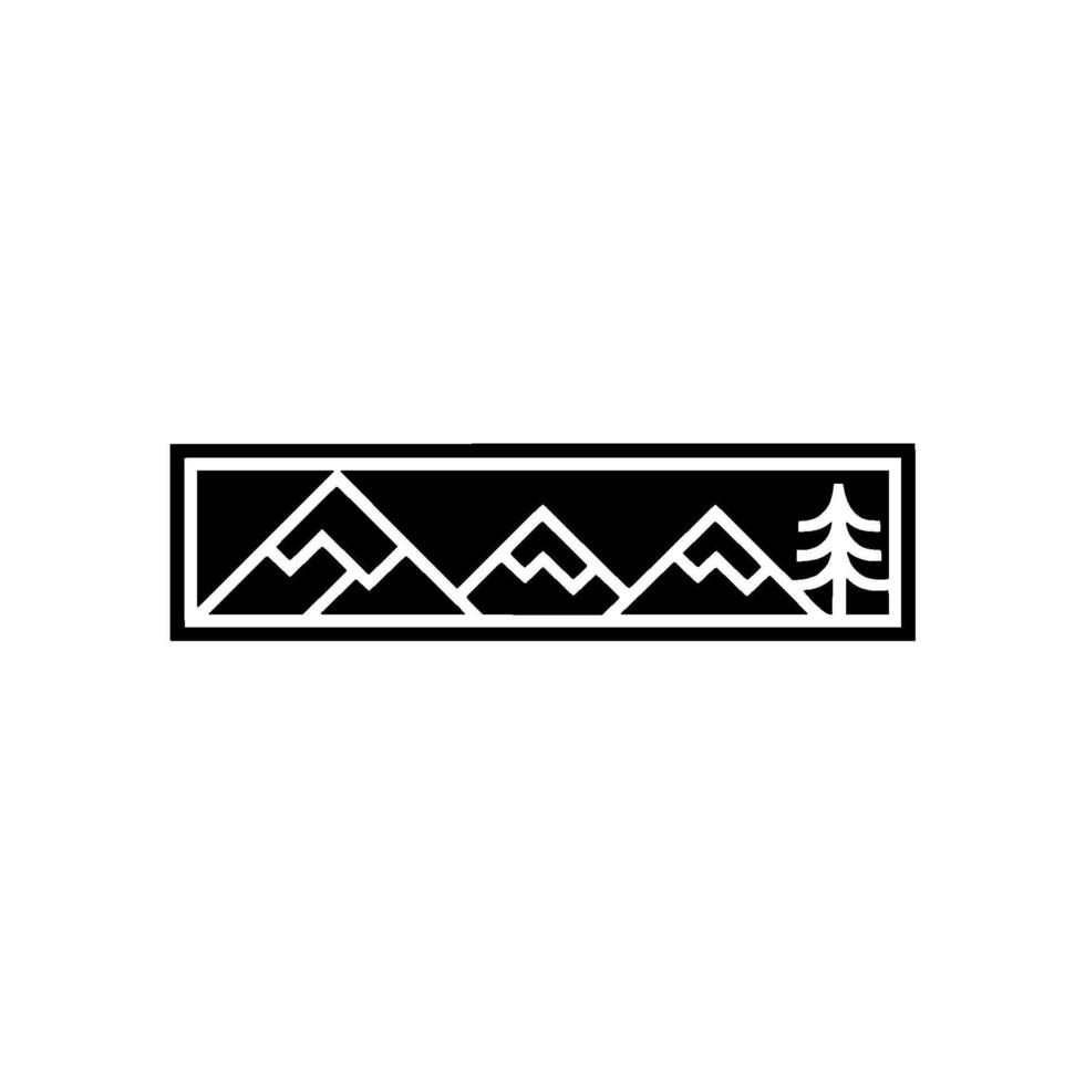 Minimalist Mountain Range Emblem, Rustic Adventure, Silhouette vector