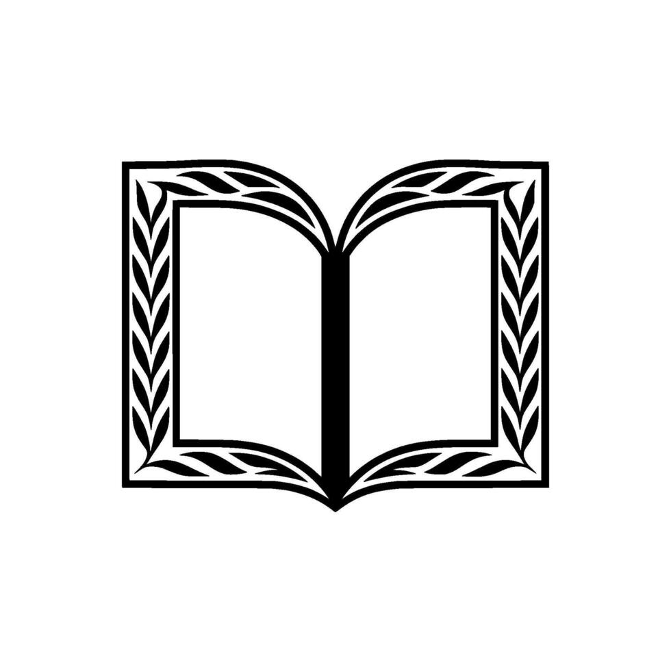 Elegant Open Book Emblem, Decorative vector