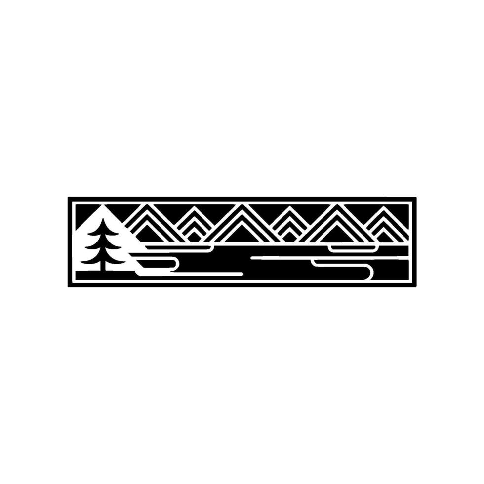Geometric Mountainscape Emblem, Minimalist Woodland vector