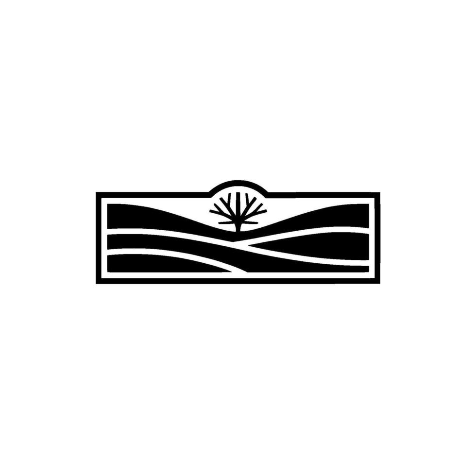 Minimalist Landscape Emblem, Tranquil Horizon vector