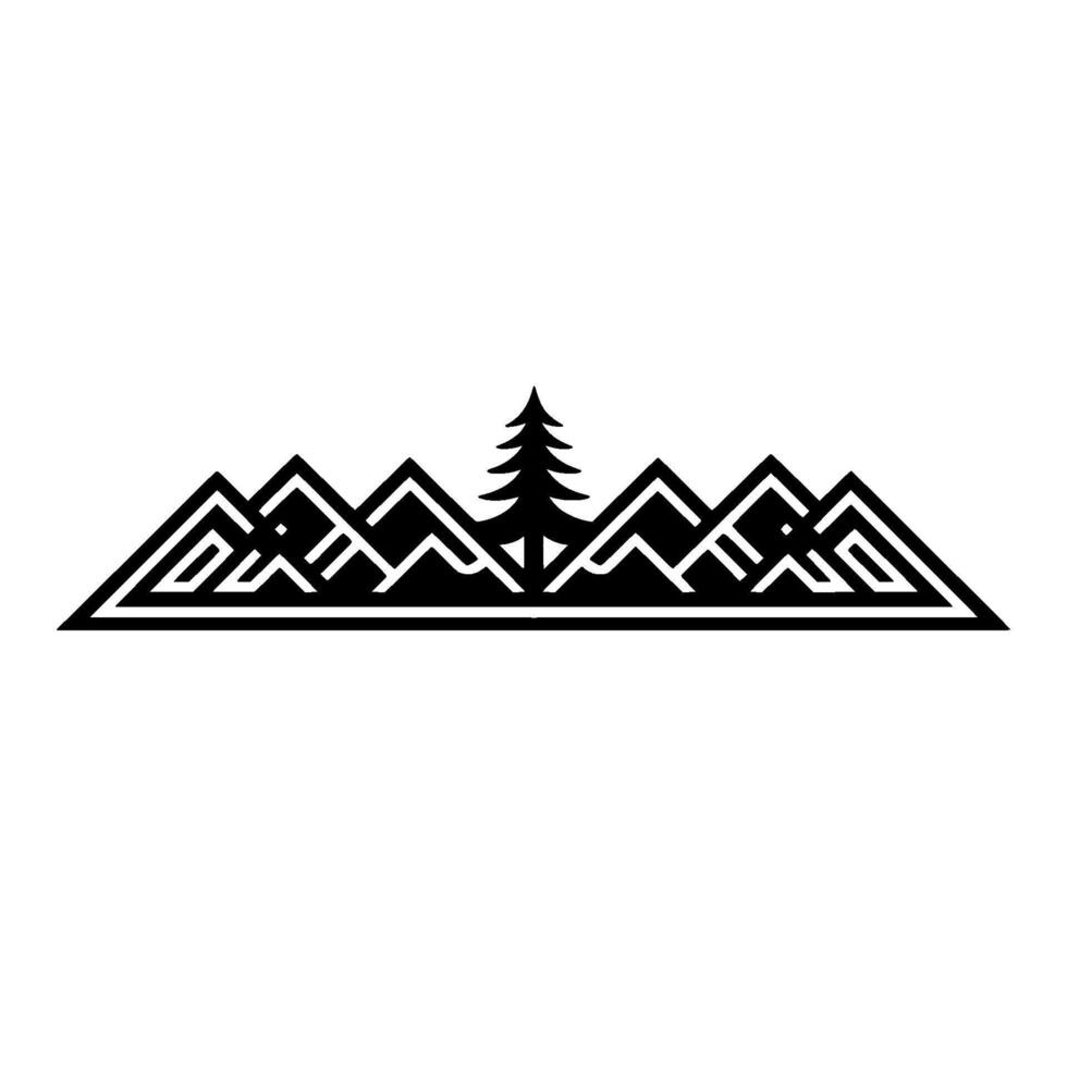 Geometric Mountainscape with Evergreen Silhouette - Mountains vector